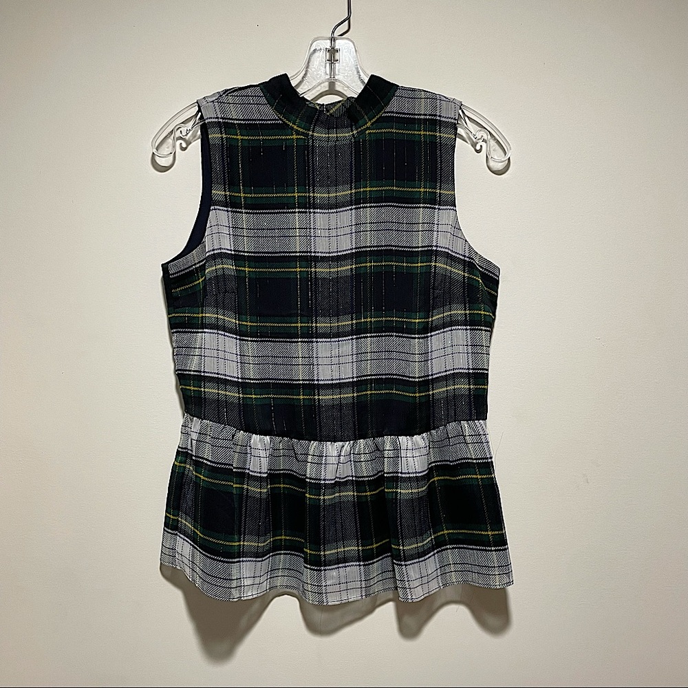 J Crew sleeveless top. Blue plaid.